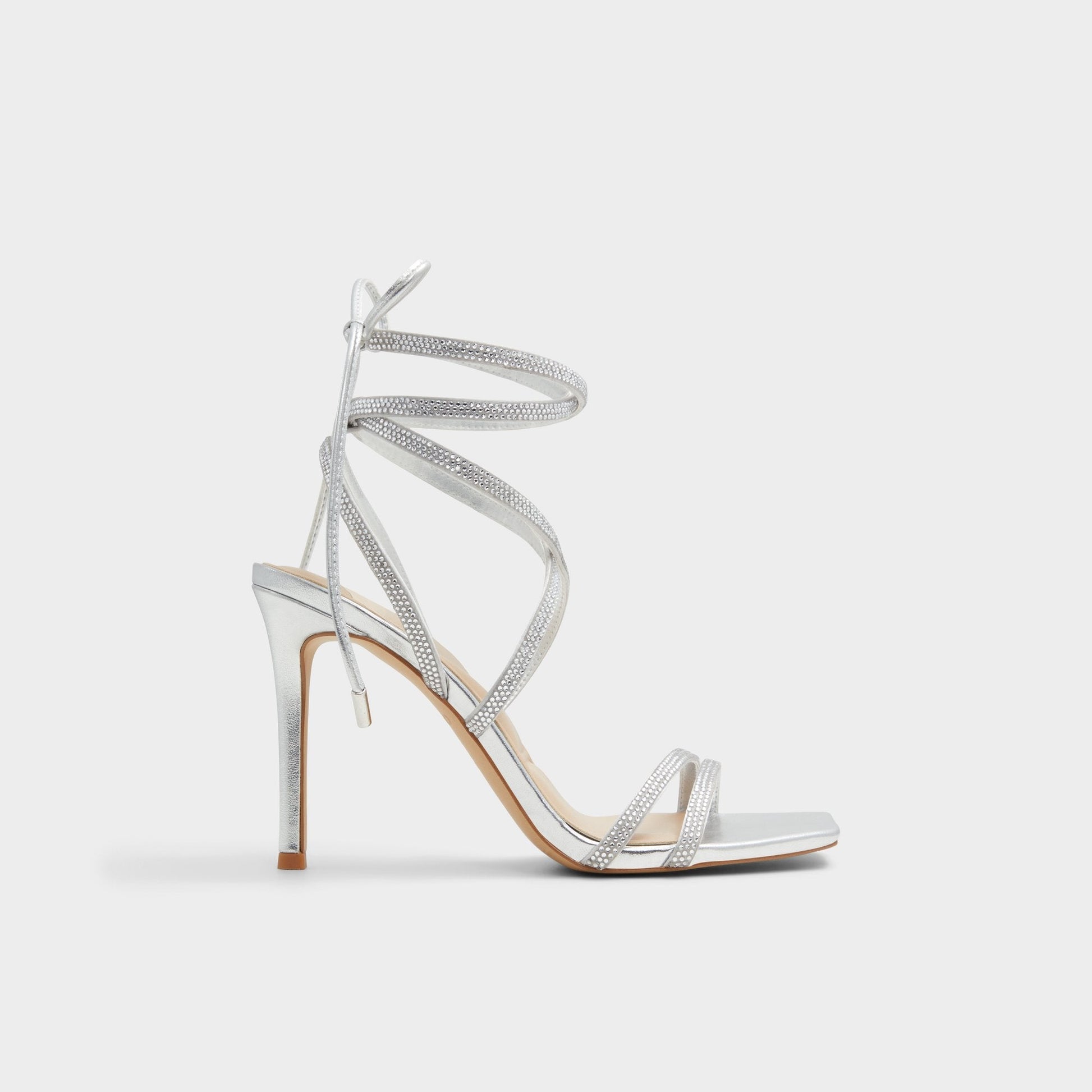 Phaedra in Silver - Strappy stiletto sandal - Silver