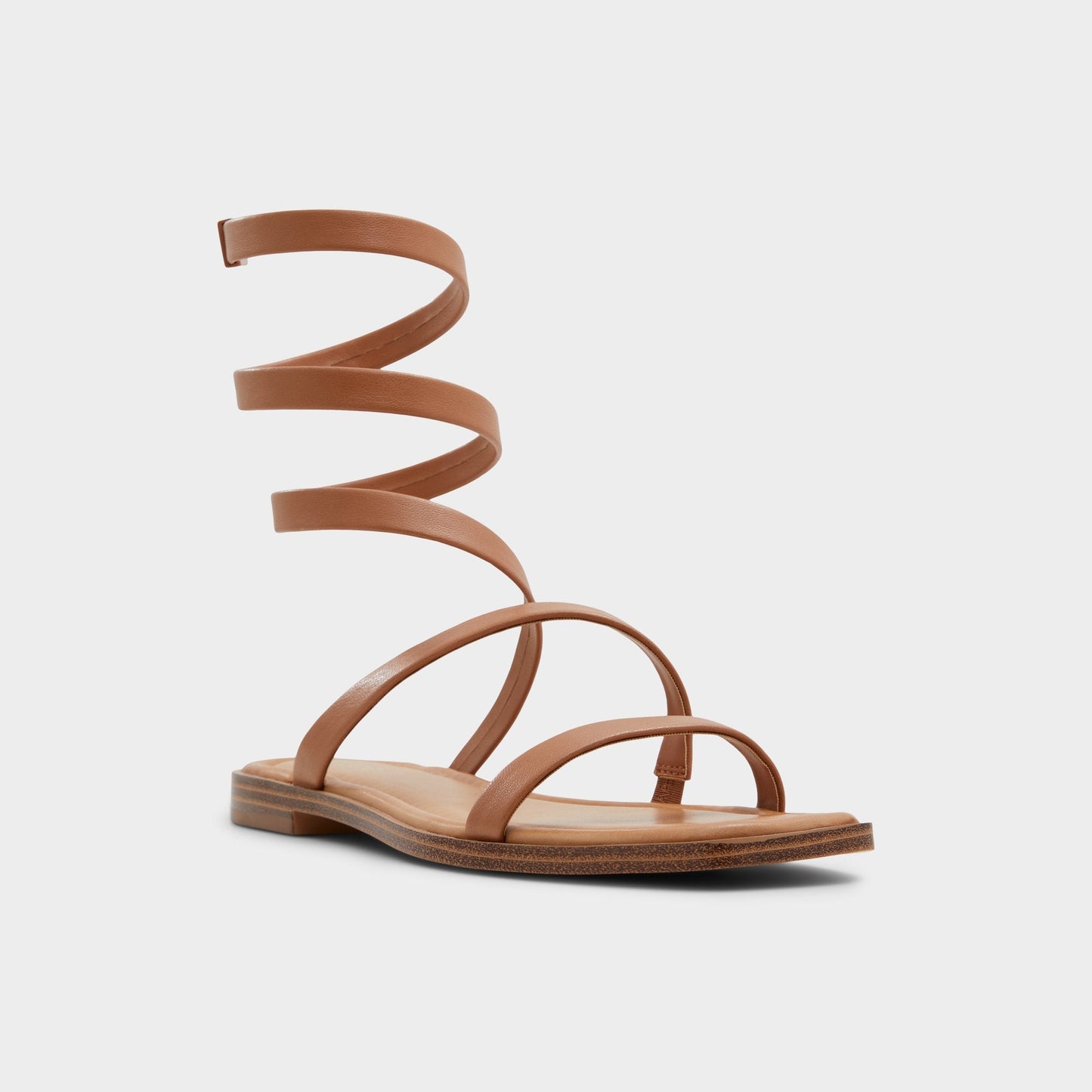 Spinella in Medium Brown - Strappy flat sandal - Medium Brown