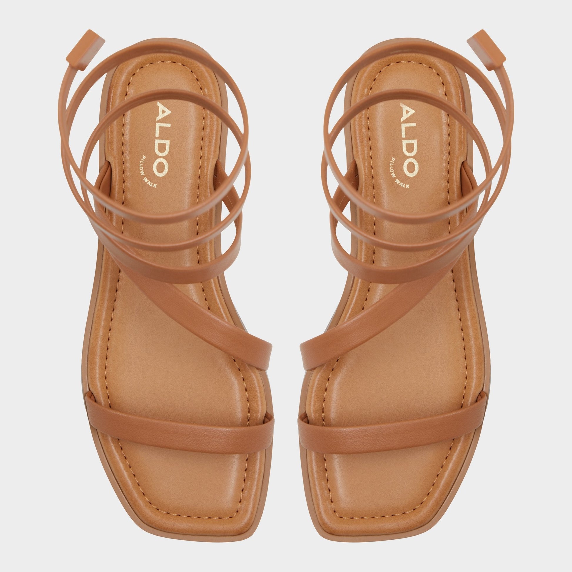 Spinella in Medium Brown - Strappy flat sandal - Medium Brown