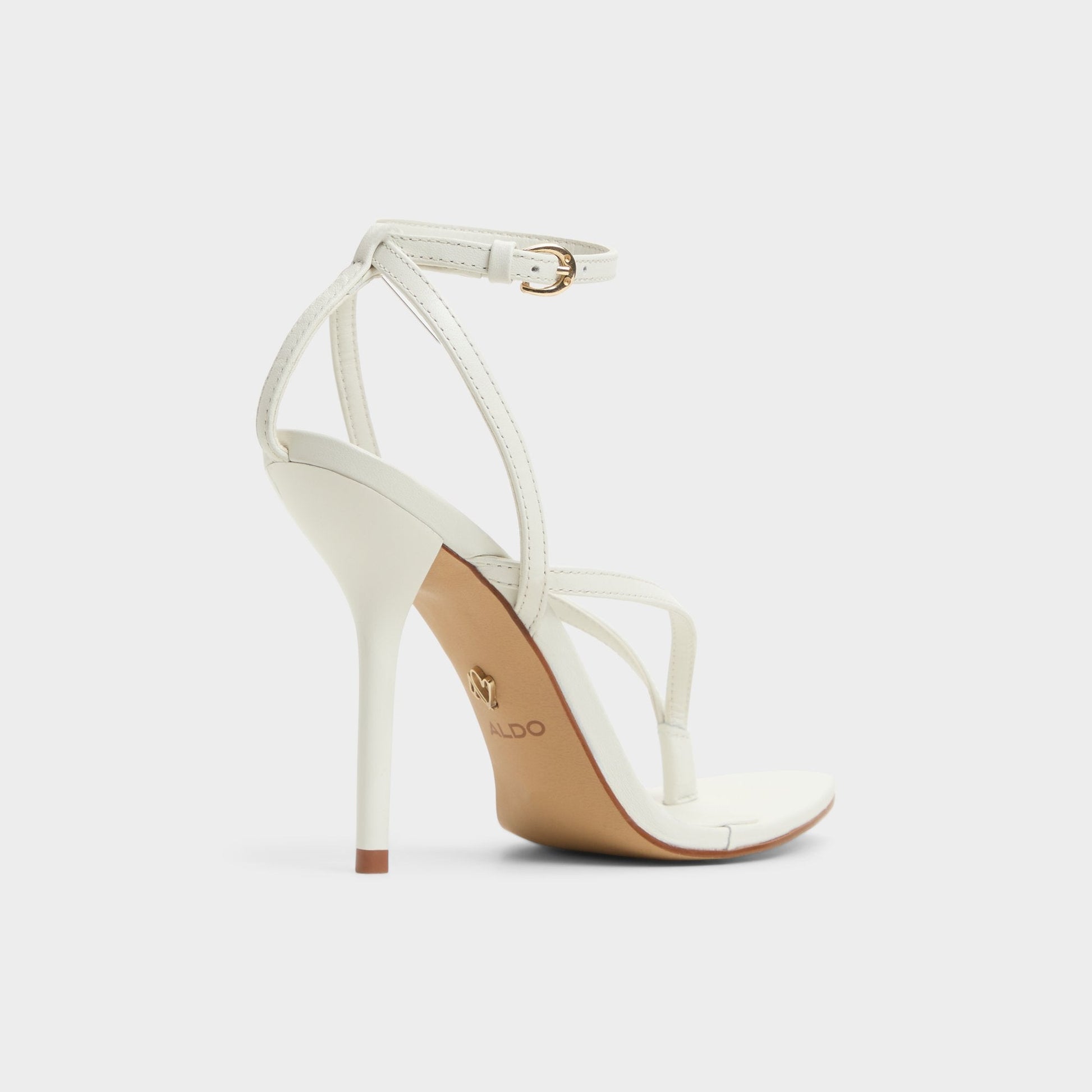 Abyfindley White/Bone Women's Strappy sandals - Heeled flip flop - White/Bone