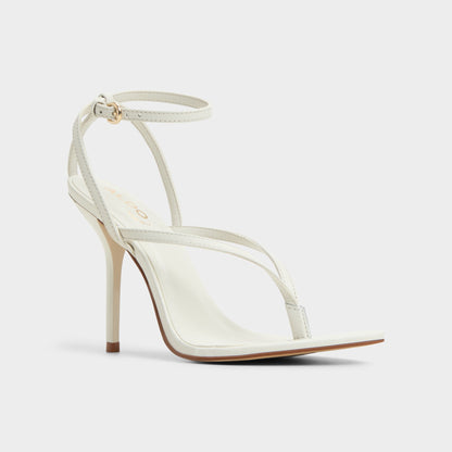 Abyfindley White/Bone Women's Strappy sandals - Heeled flip flop - White/Bone