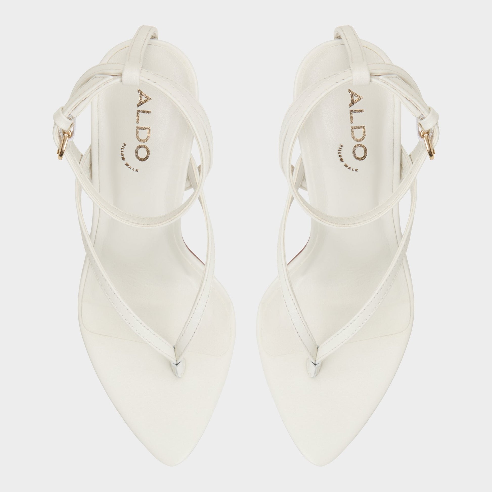 Abyfindley White/Bone Women's Strappy sandals - Heeled flip flop - White/Bone