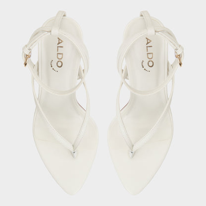 Abyfindley White/Bone Women's Strappy sandals - Heeled flip flop - White/Bone