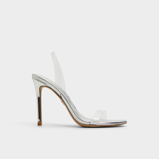 Quinilynn Silver Women's Iridescent metallics - Strappy heeled sandal, Stiletto heel - Silver