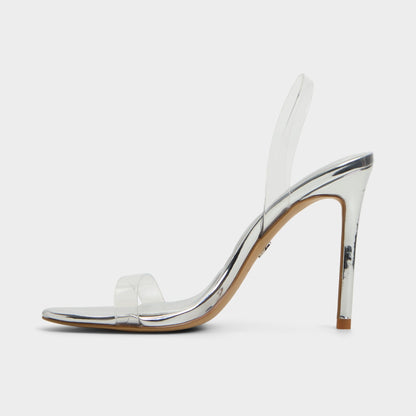 Quinilynn Silver Women's Iridescent metallics - Strappy heeled sandal, Stiletto heel - Silver