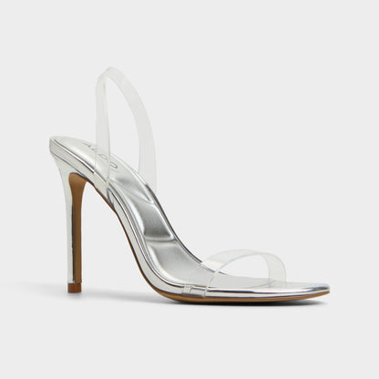 Quinilynn Silver Women's Iridescent metallics - Strappy heeled sandal, Stiletto heel - Silver