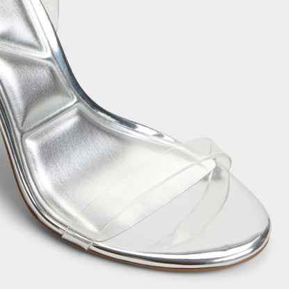 Quinilynn Silver Women's Iridescent metallics - Strappy heeled sandal, Stiletto heel - Silver