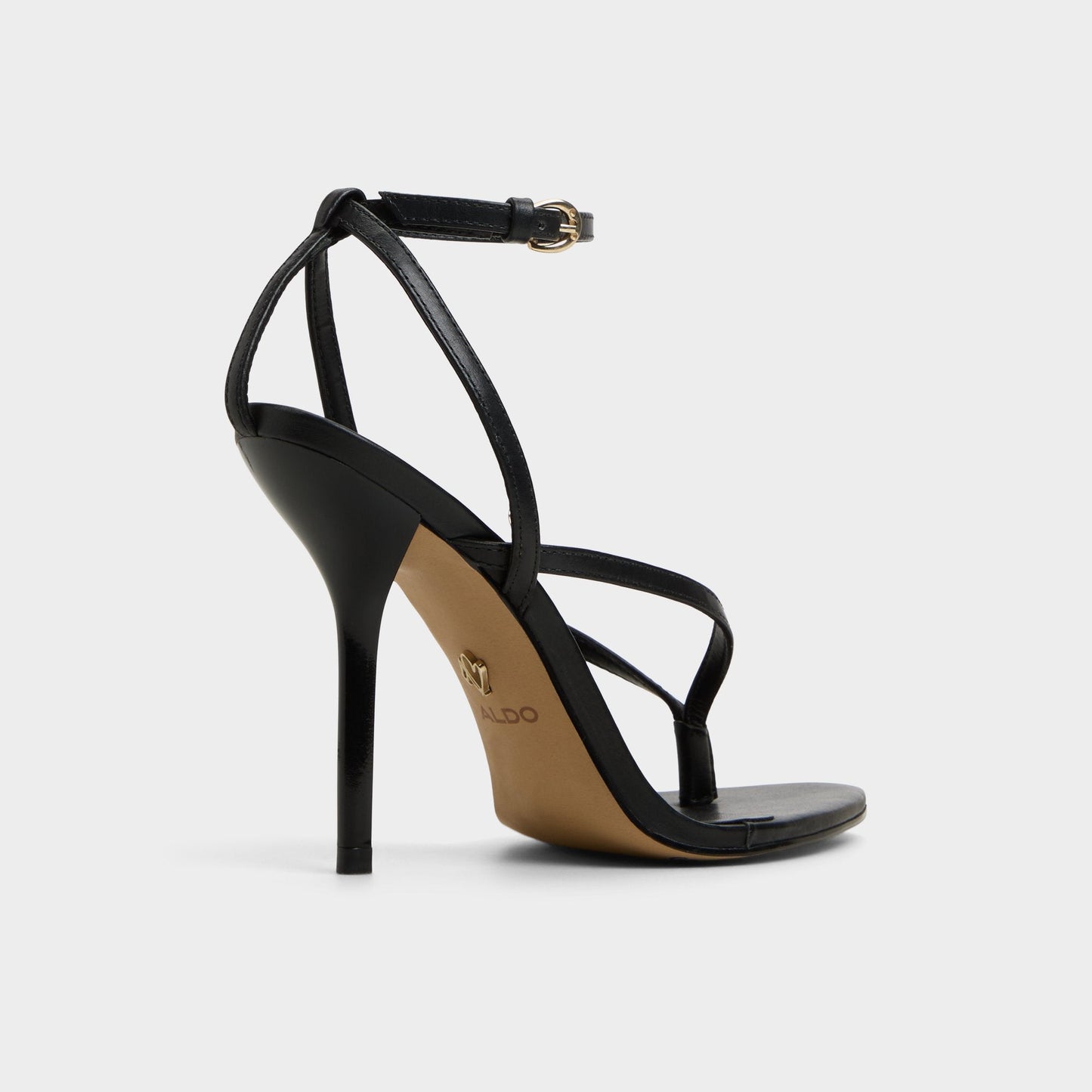Abyfindley Black Women's Strappy sandals - Heeled flip flop, Stiletto heel - Black