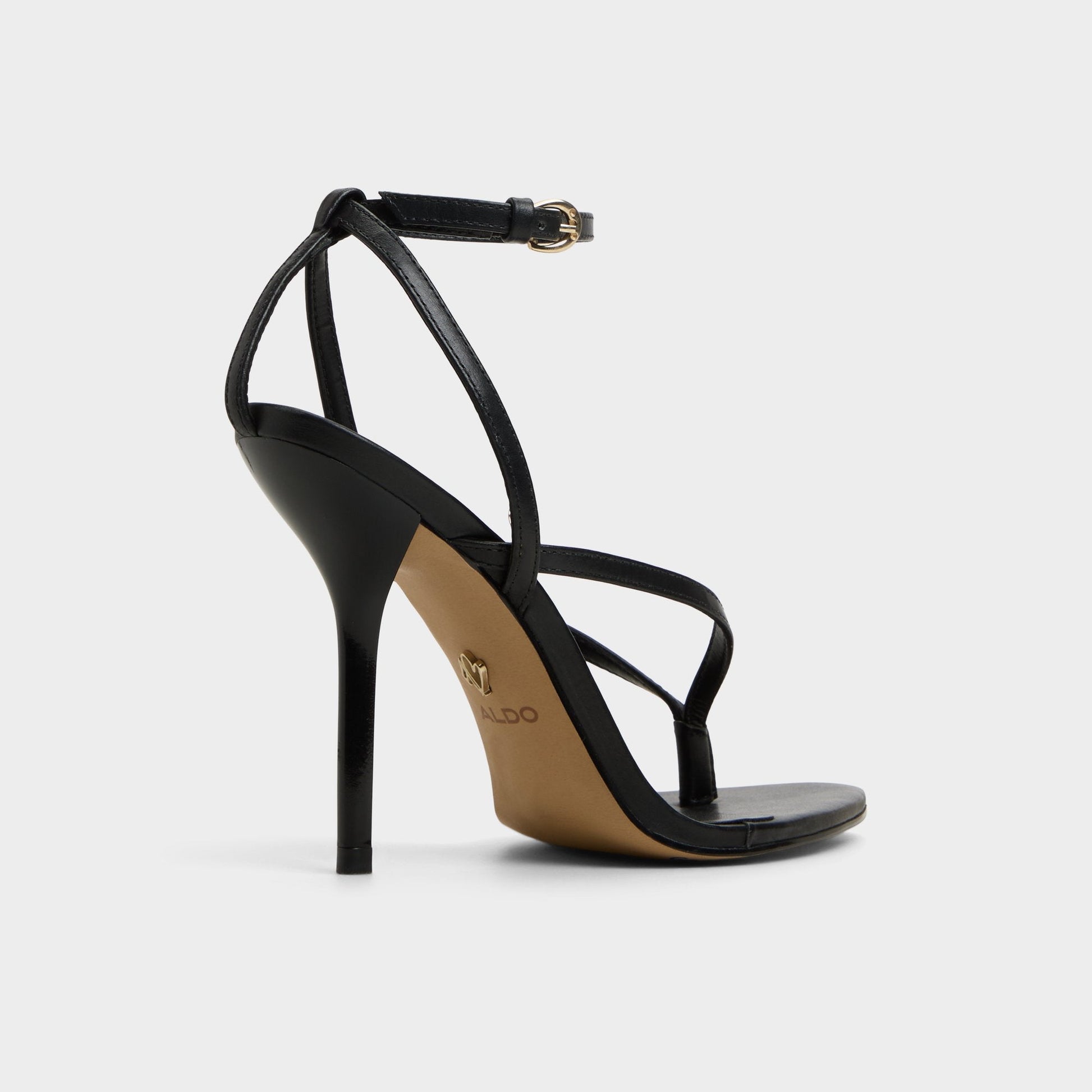 Abyfindley Black Women's Strappy sandals - Heeled flip flop, Stiletto heel - Black