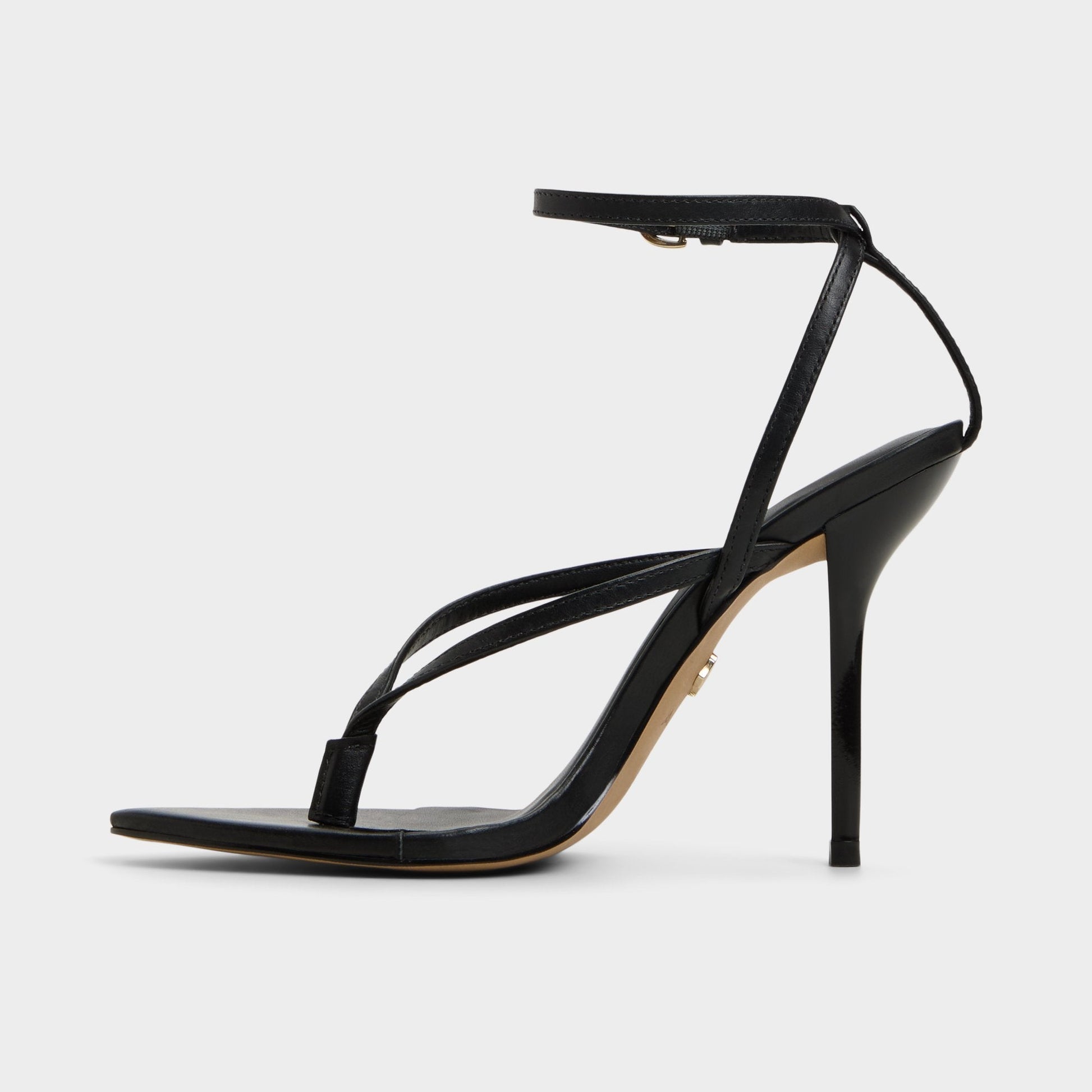 Abyfindley Black Women's Strappy sandals - Heeled flip flop, Stiletto heel - Black