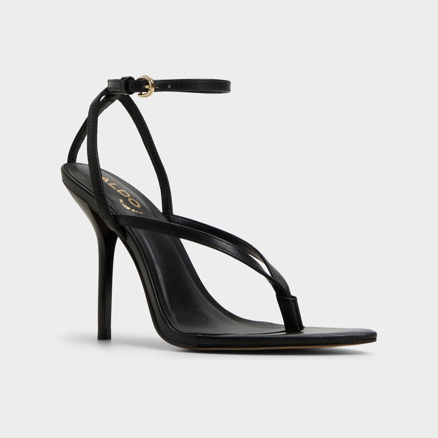Abyfindley Black Women's Strappy sandals - Heeled flip flop, Stiletto heel - Black