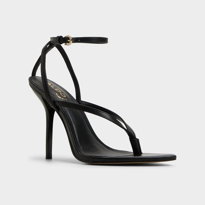 Abyfindley Black Women's Strappy sandals - Heeled flip flop, Stiletto heel - Black