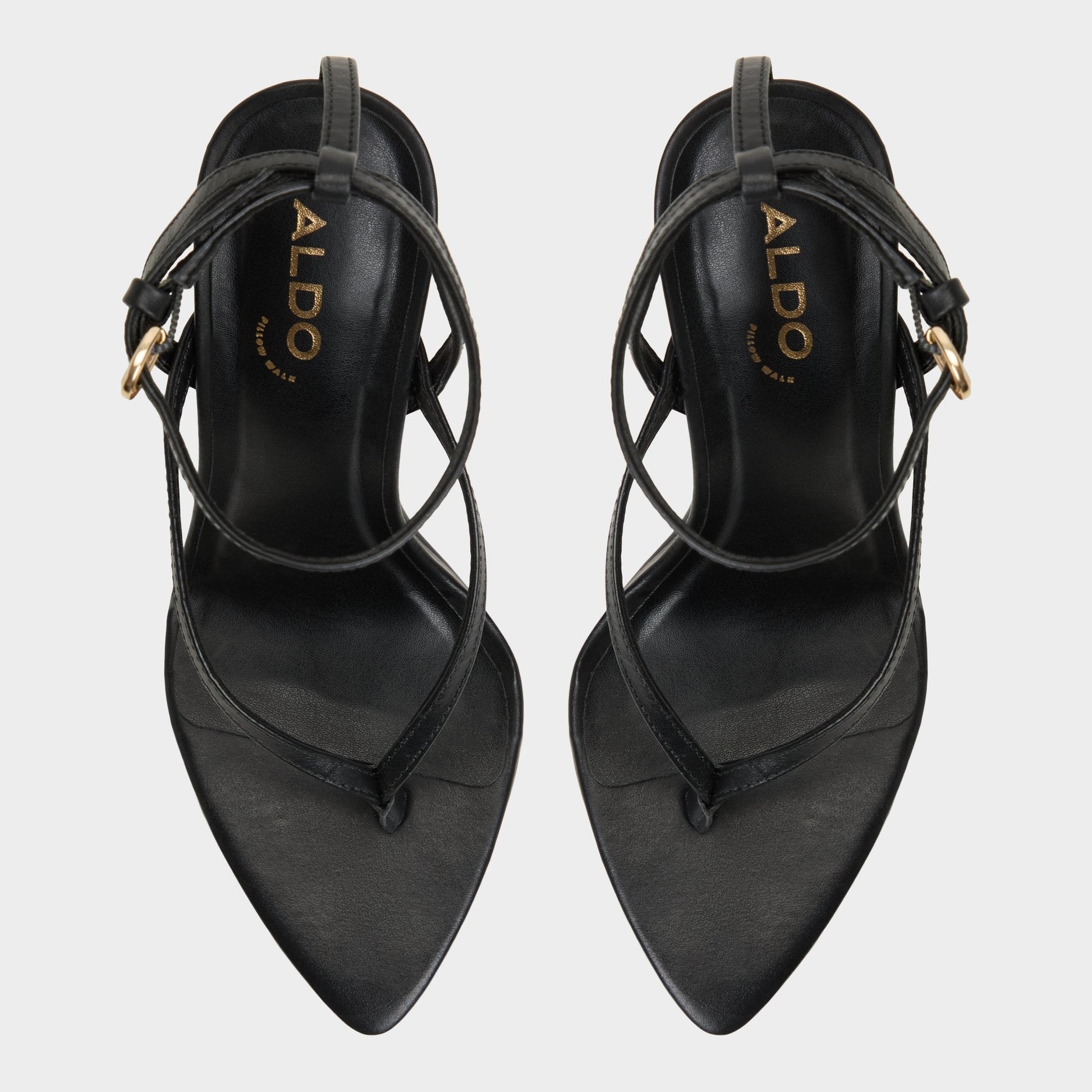 Abyfindley Black Women's Strappy sandals - Heeled flip flop, Stiletto heel - Black