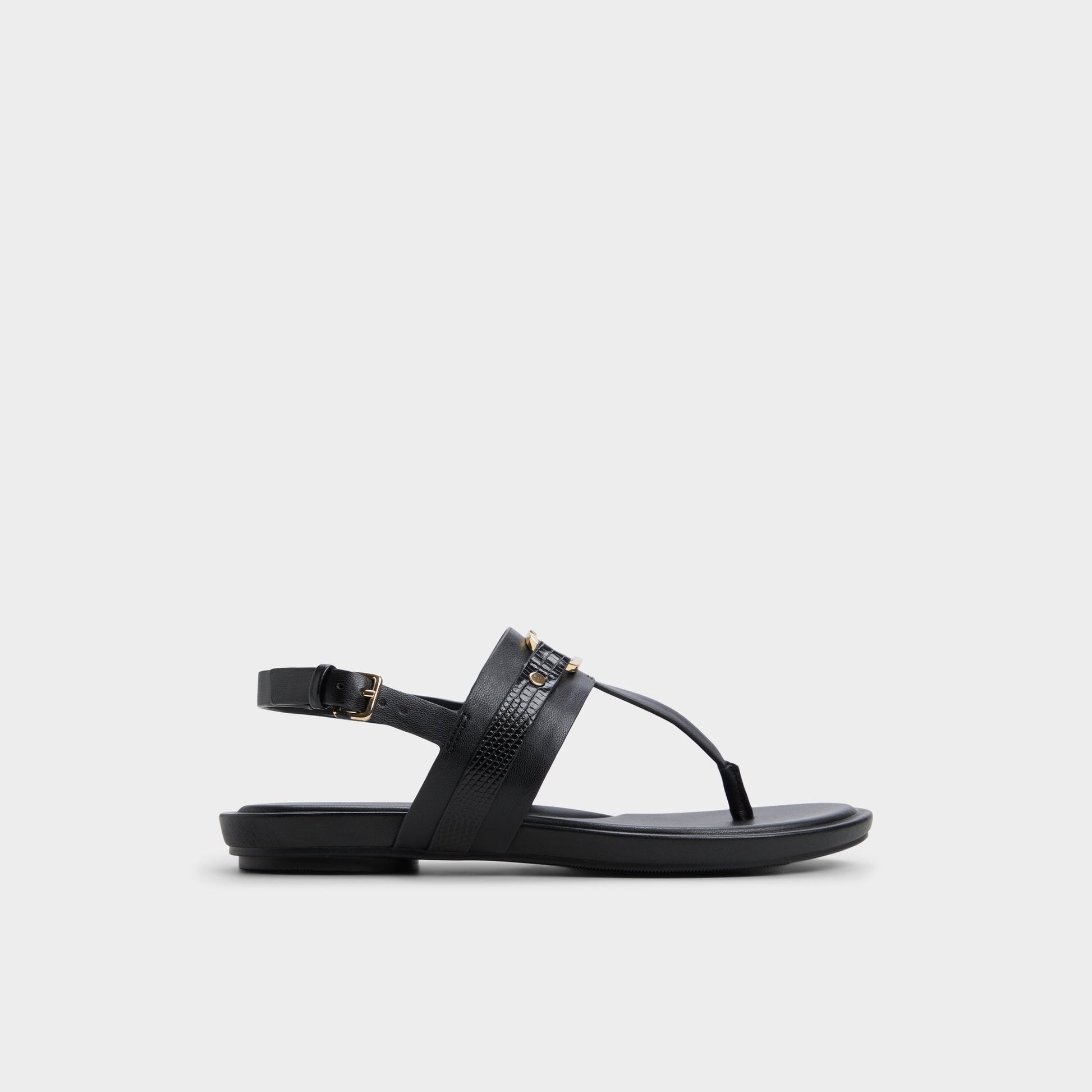 Taylen Black Women's Footbed sandals - T-strap sandal - Black
