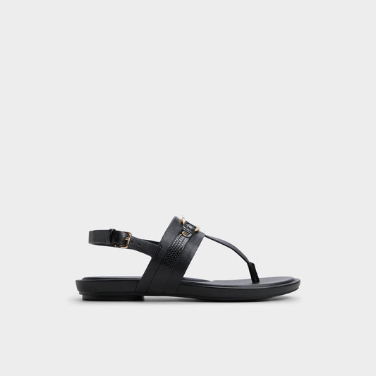 Taylen Black Women's Footbed sandals - T-strap sandal - Black