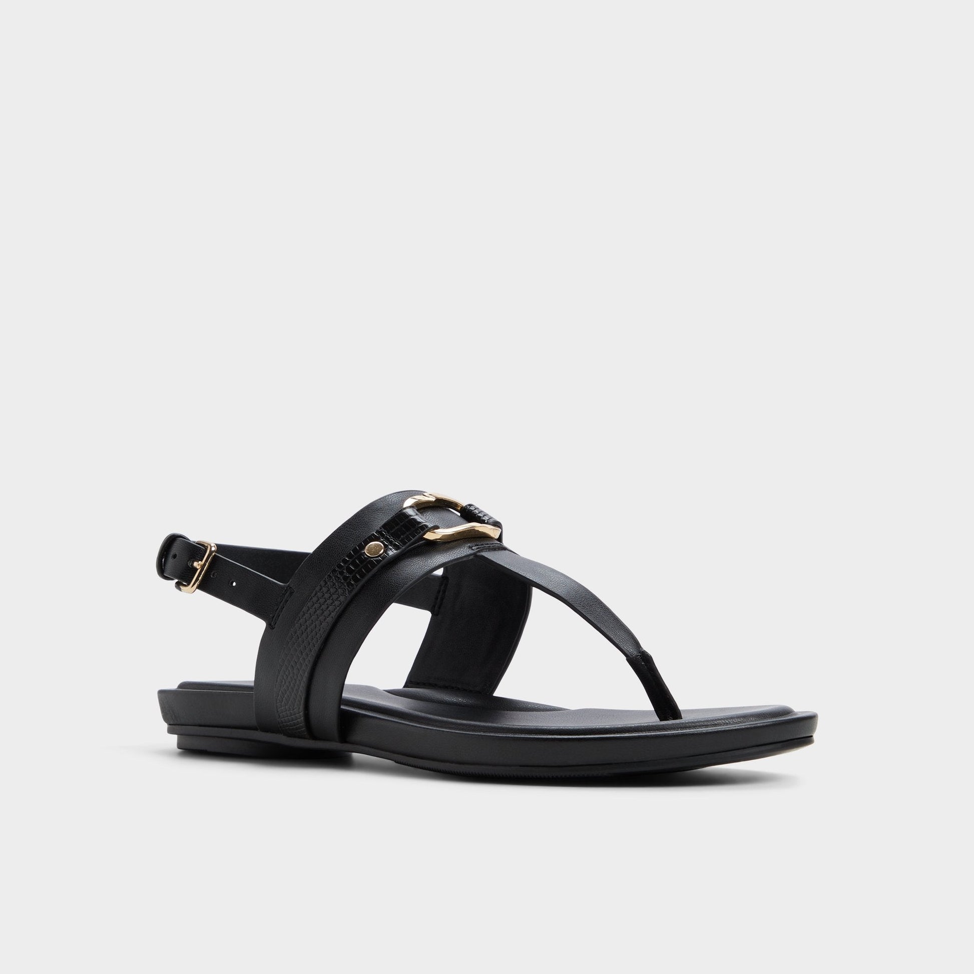 Taylen Black Women's Footbed sandals - T-strap sandal - Black