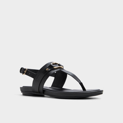 Taylen Black Women's Footbed sandals - T-strap sandal - Black