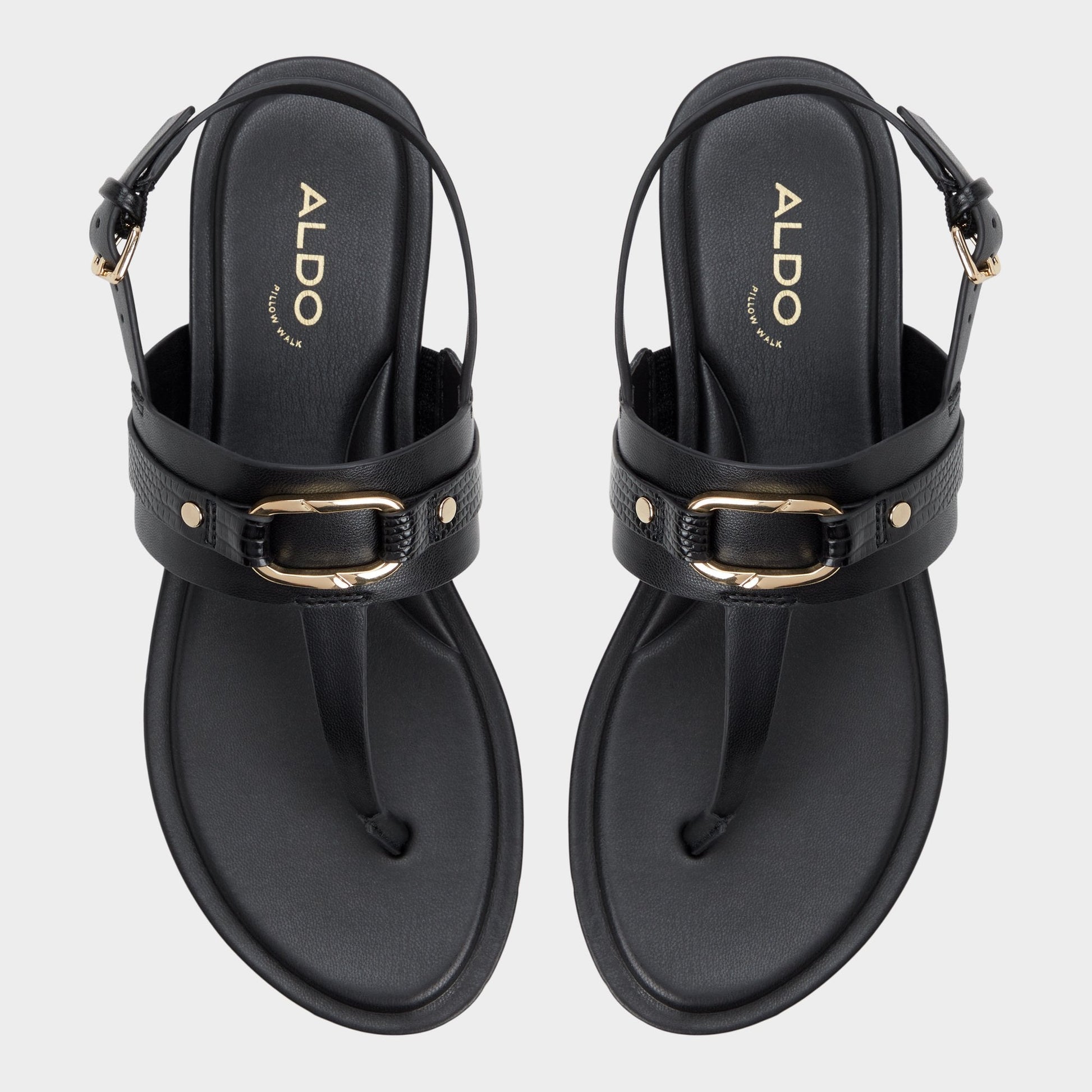 Taylen Black Women's Footbed sandals - T-strap sandal - Black