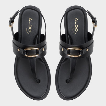 Taylen Black Women's Footbed sandals - T-strap sandal - Black