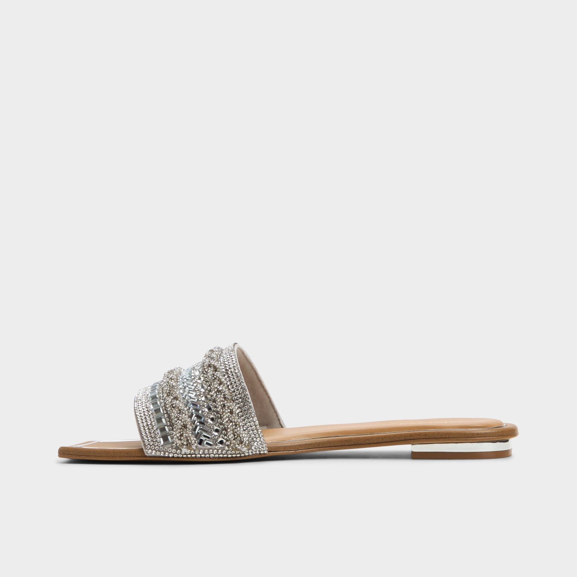 Navalia Silver Women's Flats - Slide sandal - Silver