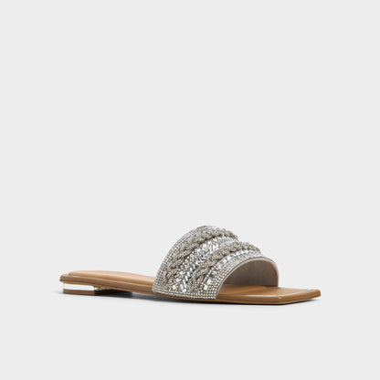 Navalia Silver Women's Flats - Slide sandal - Silver