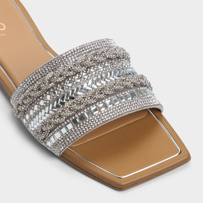 Navalia Silver Women's Flats - Slide sandal - Silver