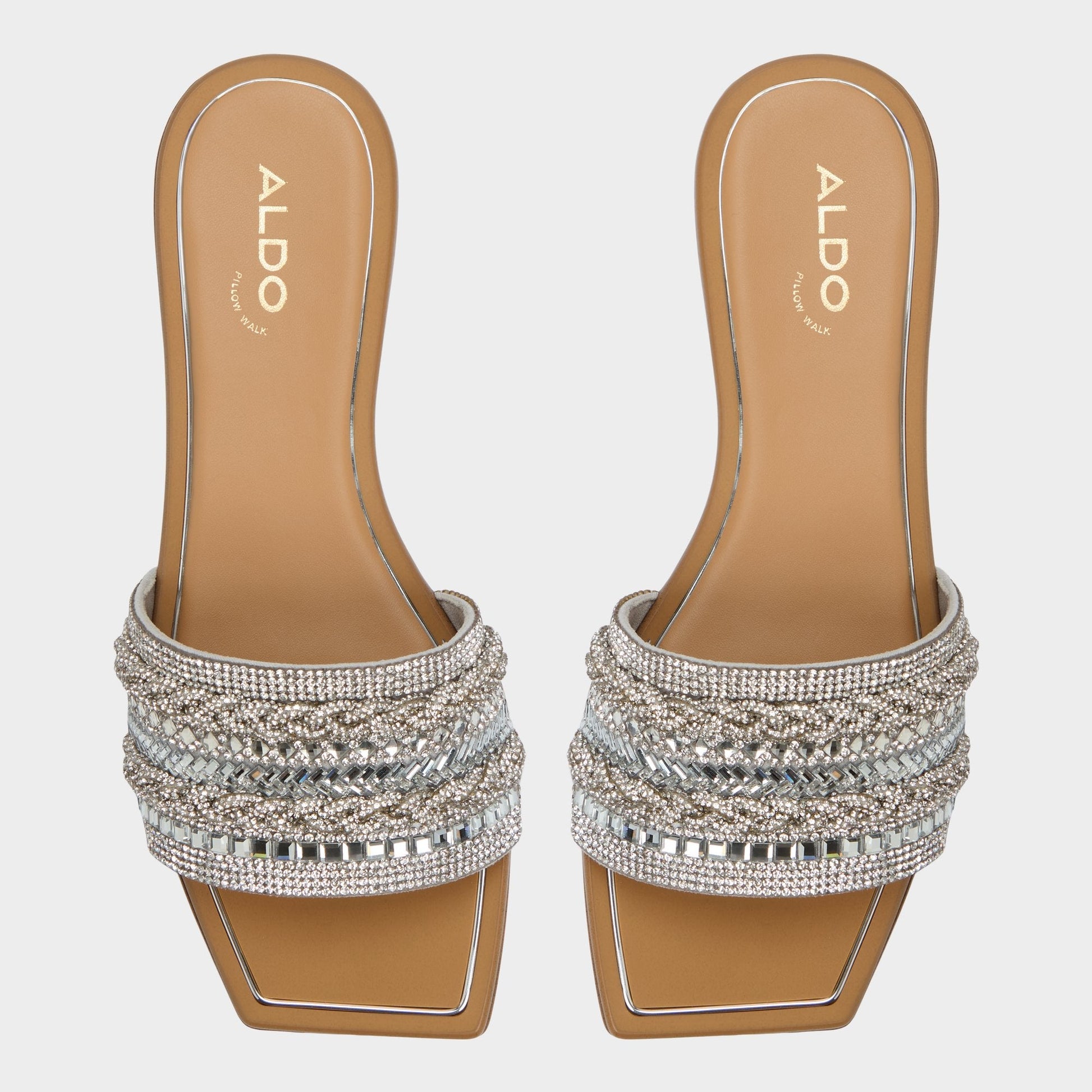Navalia Silver Women's Flats - Slide sandal - Silver