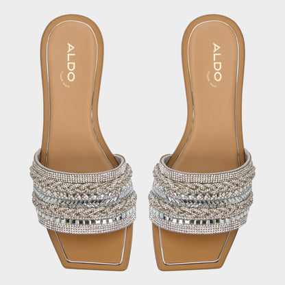 Navalia Silver Women's Flats - Slide sandal - Silver