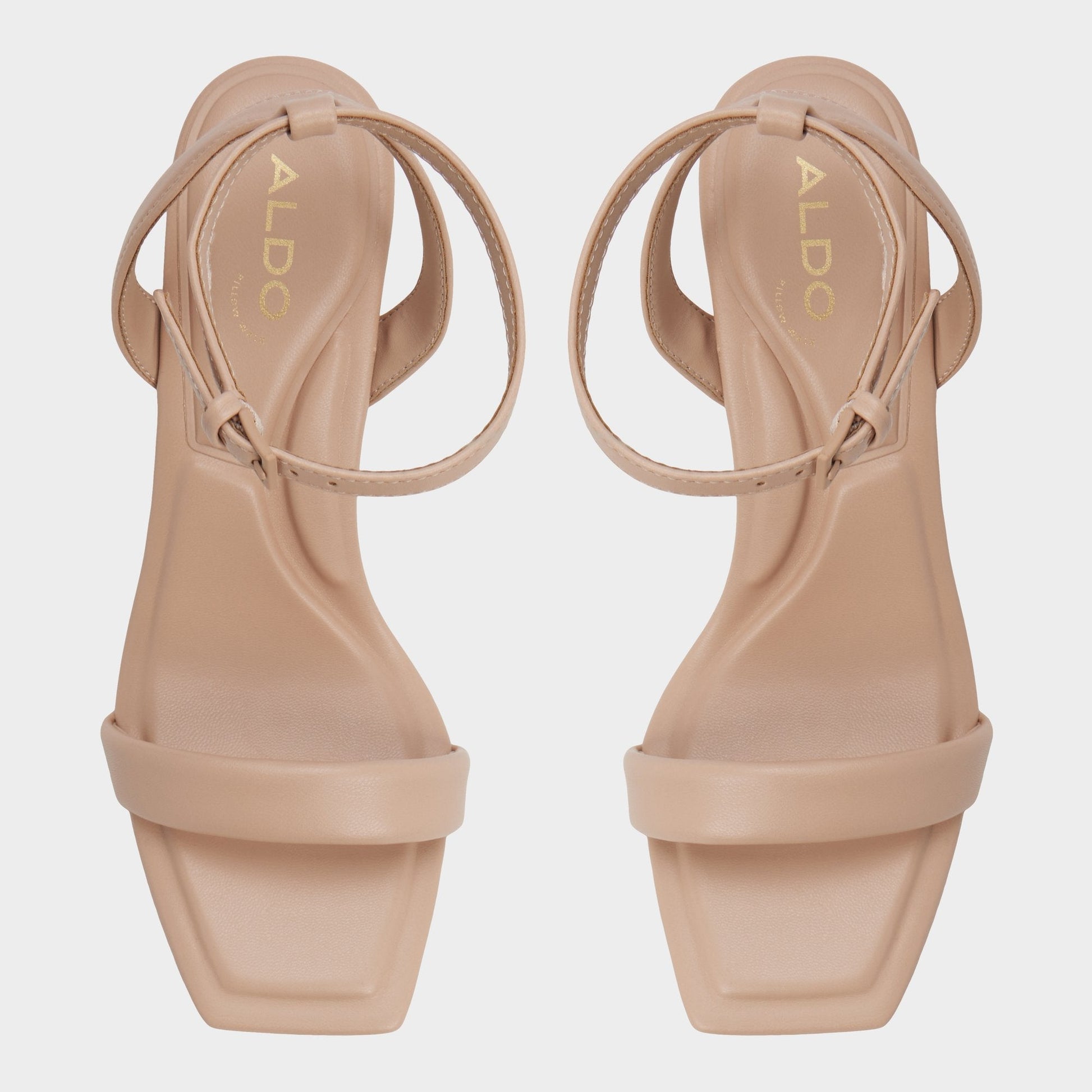 Aurorai Bone Women's Strappy sandals - Strappy heeled sandal, Block heel - Bone
