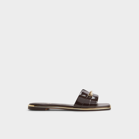Darlina Medium Brown Women's Flats - Slide sandal - Medium brown