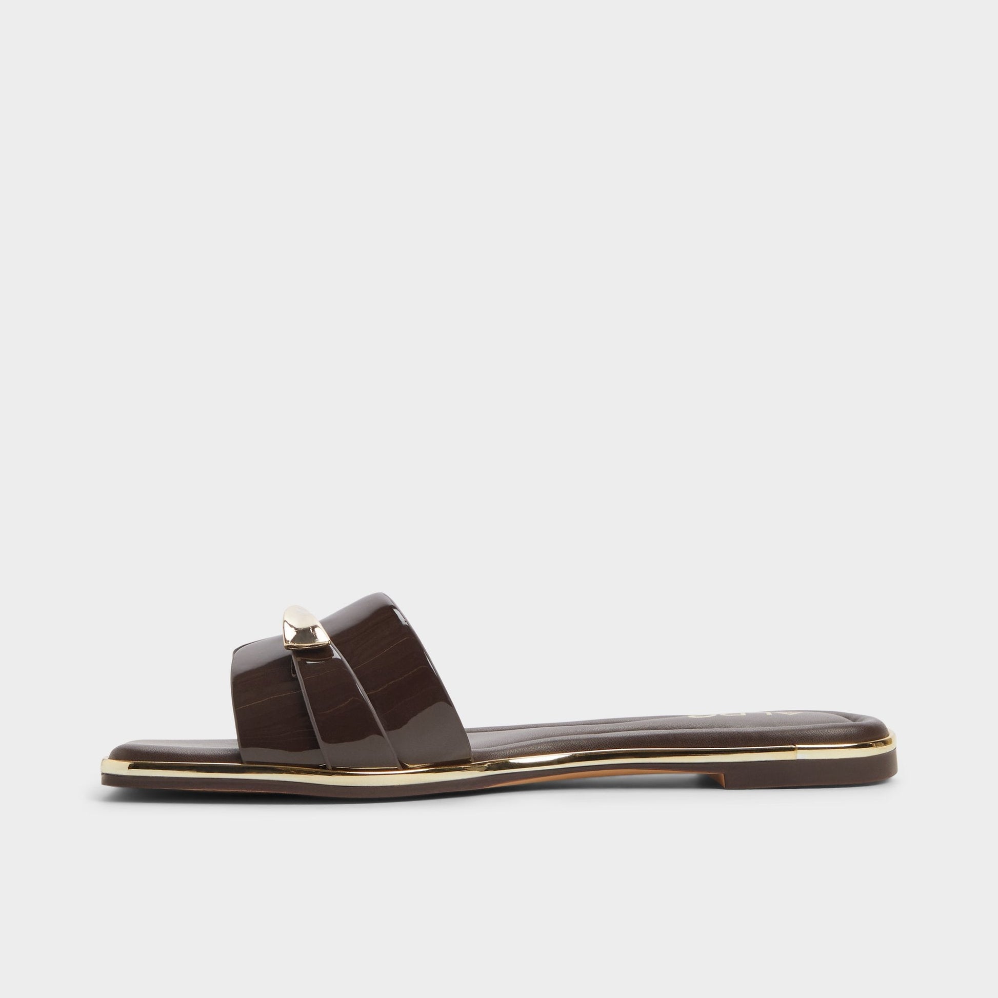 Darlina Medium Brown Women's Flats - Slide sandal - Medium brown