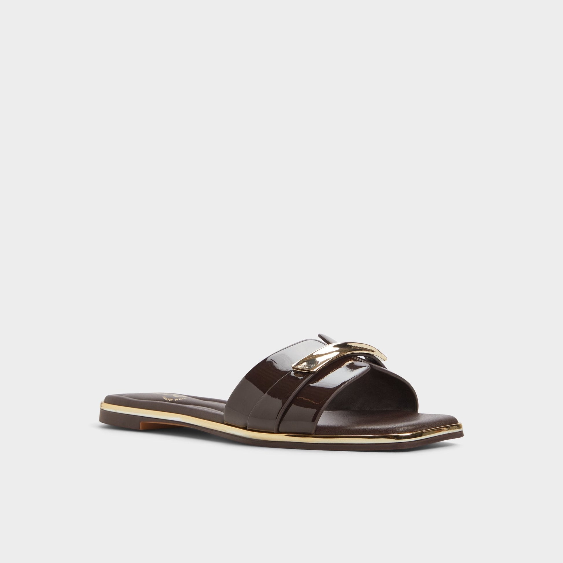 Darlina Medium Brown Women's Flats - Slide sandal - Medium brown