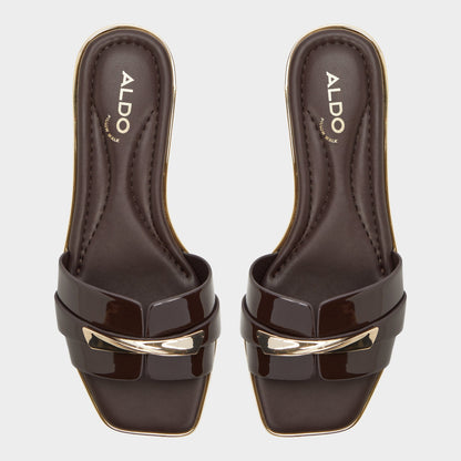 Darlina Medium Brown Women's Flats - Slide sandal - Medium brown