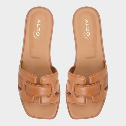 Eleny Medium Brown Women's Flats - Slide sandal - Medium Brown