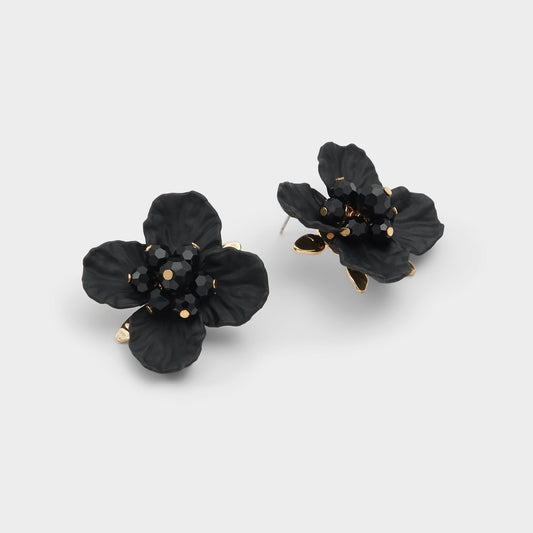 Bamey in Black - Statement earrings - Black