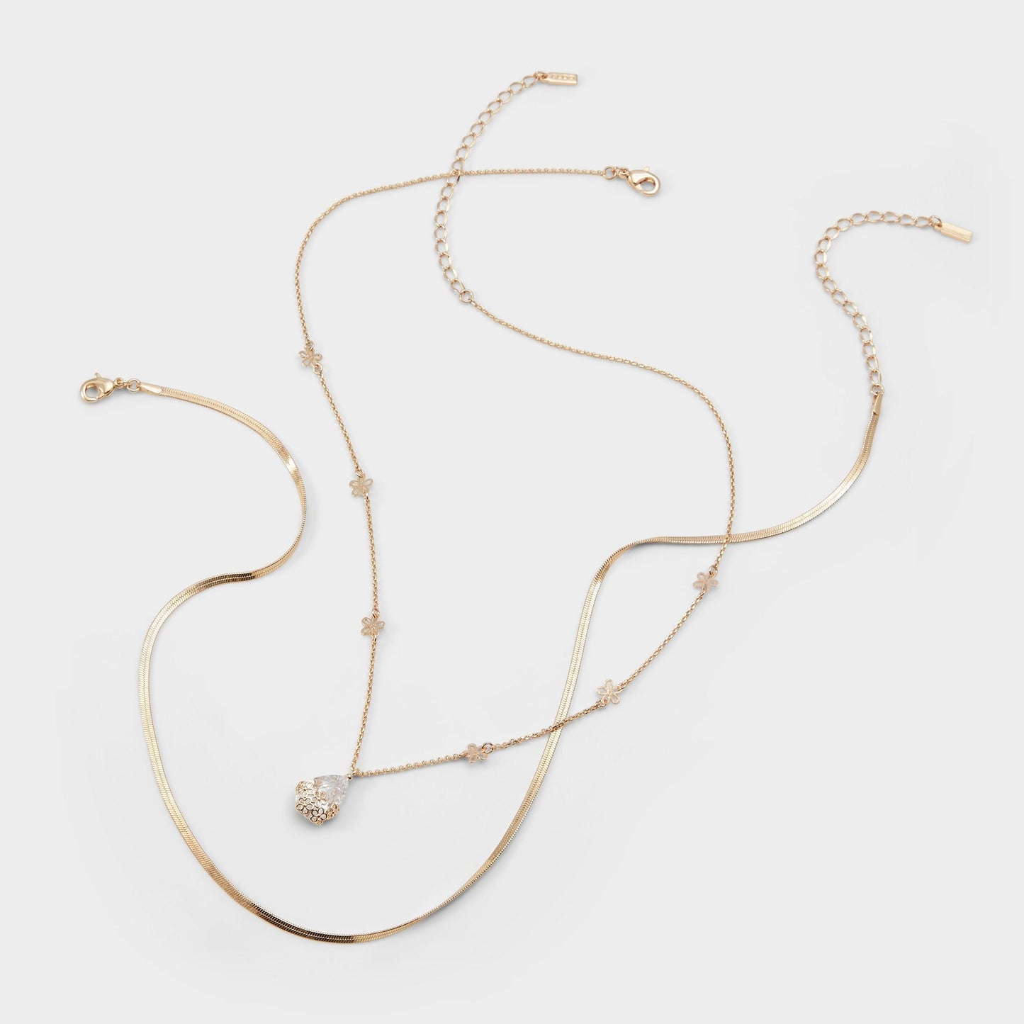 Teardrop Gold/Clear Multi Women's Necklaces - Necklace - Gold/clear multi