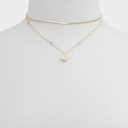 Teardrop Gold/Clear Multi Women's Necklaces - Necklace - Gold/clear multi