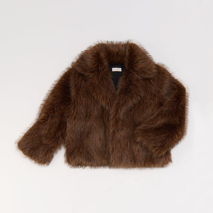 Hazella in Brown - Faux fur jacket - Brown