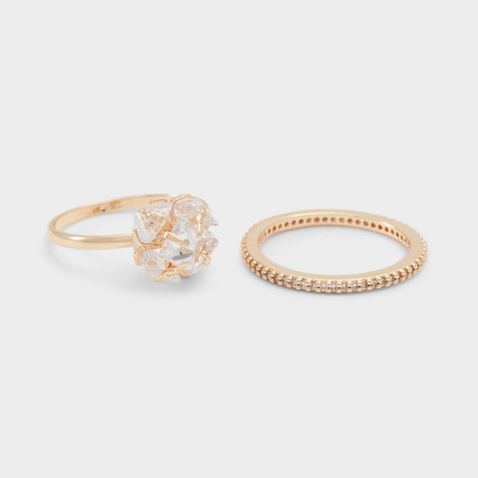 Greini Gold/Clear Multi Women's Rings - Multi-finger rings - Gold/Clear Multi