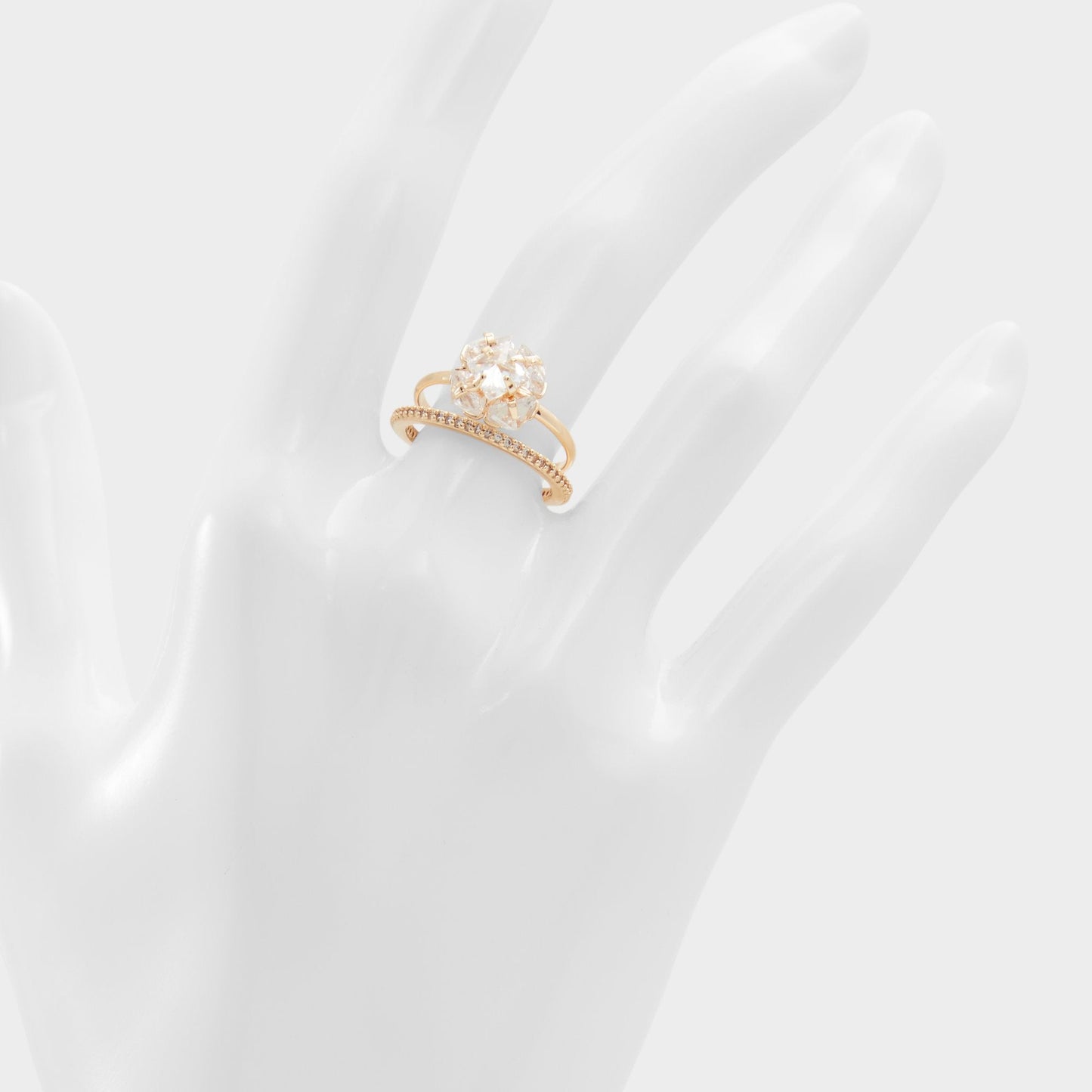 Greini Gold/Clear Multi Women's Rings - Multi-finger rings - Gold/Clear Multi