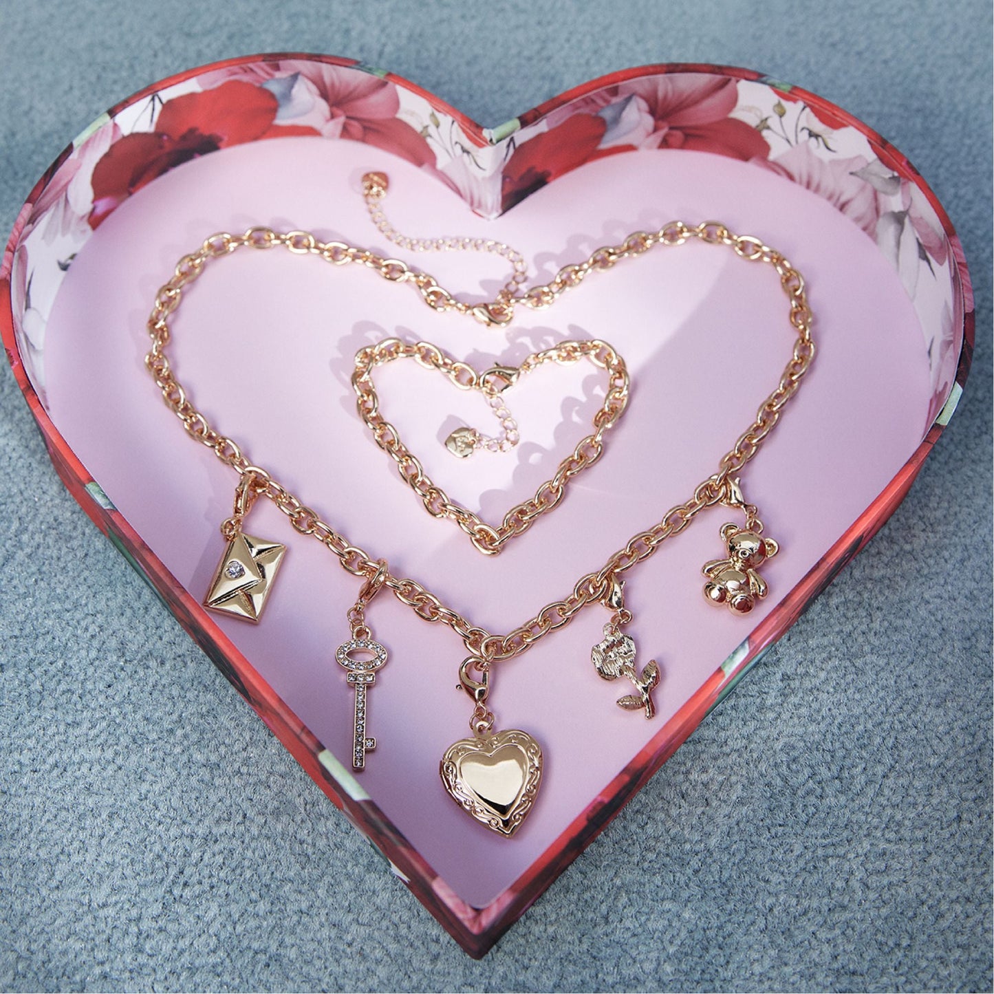Bemyvalentine Gold/Clear Multi Women's Specialty - Necklace & bracelet set - Gold/Clear Multi