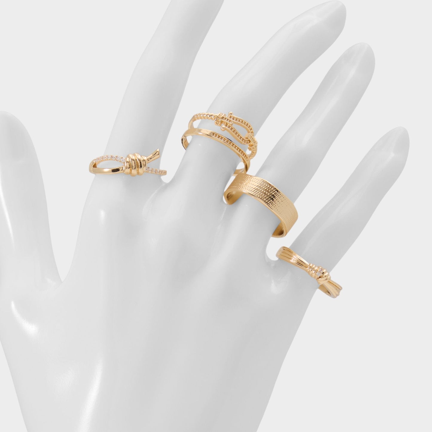 Knotta in Gold Clear Multi - Multi finger rings - Gold/Clear Multi