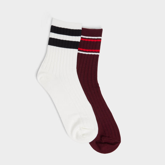 Retrostripes in Bordo - Socks - Bordo