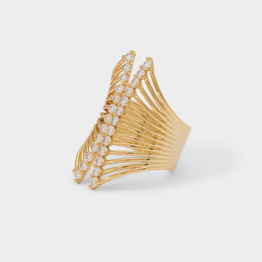 Glimmery in Gold Clear Multi - Stackable rings - Gold/clear multi