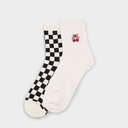 Cherryup in Black White - Socks - Black/white
