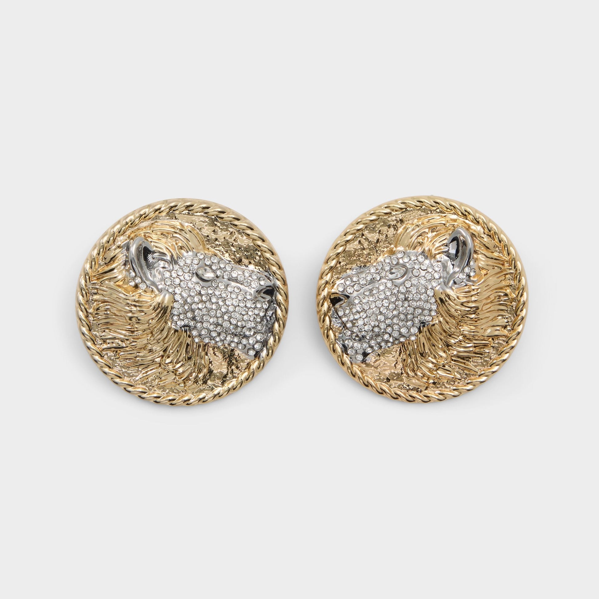 Lionesse in Gold Clear Multi - Button earrings - Gold/clear multi