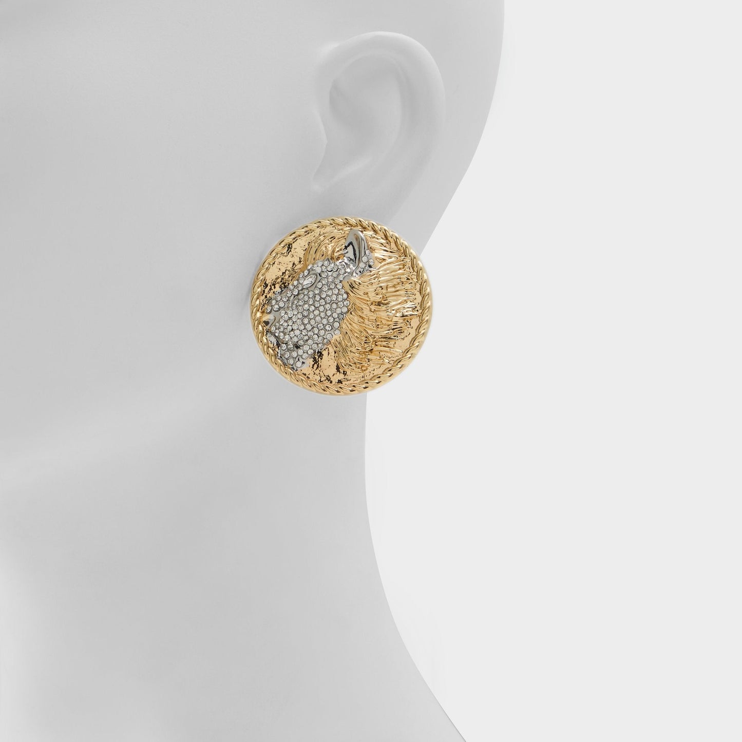 Lionesse in Gold Clear Multi - Button earrings - Gold/clear multi