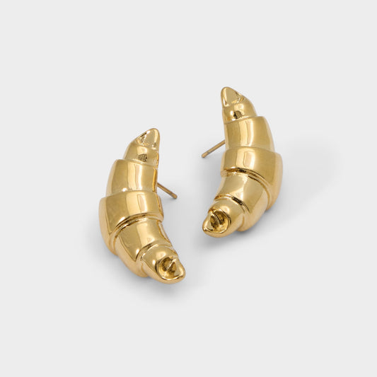 Croissants Gold Women's Stainless Steel - Button earrings - Gold