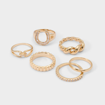 Luckyrings in Gold Clear Multi - Multi finger rings - Gold/Clear Multi