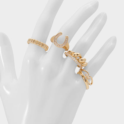 Luckyrings in Gold Clear Multi - Multi finger rings - Gold/Clear Multi